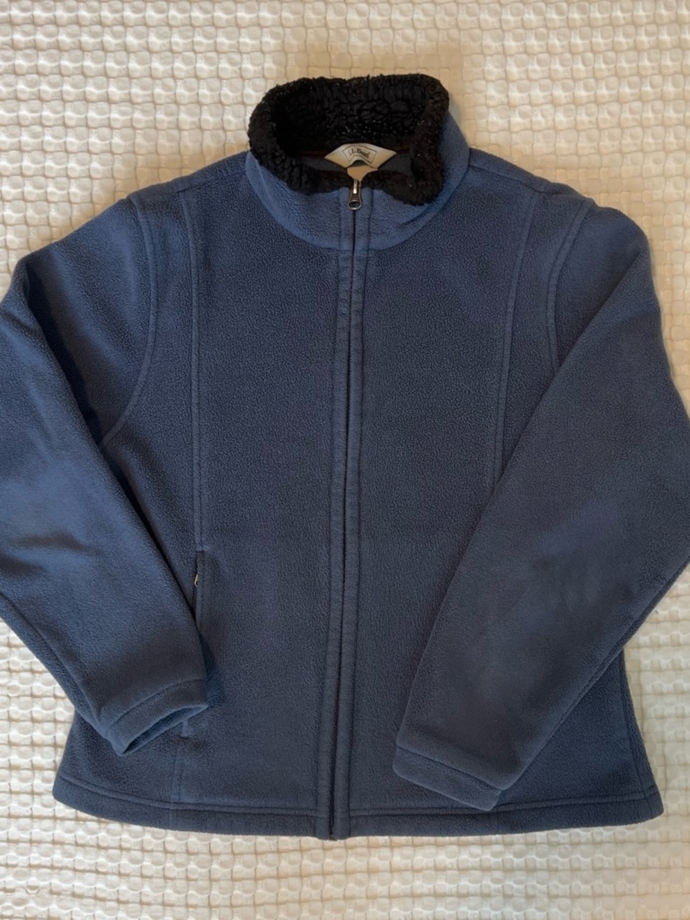 L.L.Bean Blue Fleece Zip Up Jacket Sherpa Collar Cozy Outdoor Women’s Small